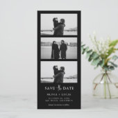 Schwarzer Foto-Streifen Hochzeit Save The Date (Stehend Vorderseite)