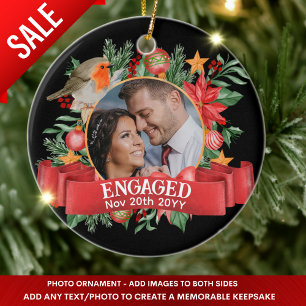 Schwarzer FOTO Vintage Baumschmuck personalisiert Keramik Ornament
