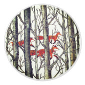 Schwarzer Fox Foxes Forest Woodland Drawing Pull Keramikknauf (Vorderseite)