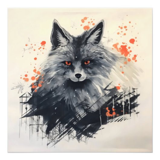 Schwarzer Fox-Tinte Fotodruck (Vorne)