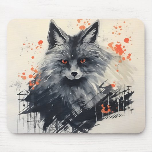 Schwarzer Fox-Tinte Mousepad (Vorne)