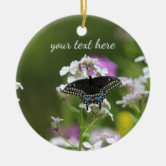 Schwarzer Frackschmetterling Keramikornament (Vorne)