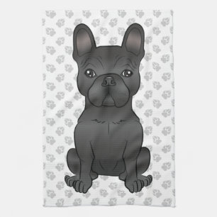 Schwarzer Französische Bulldogge / Frenchie Cartoo Geschirrtuch