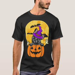 Schwarzer Französische Bulldogge Hexe Hundeliebhab T-Shirt