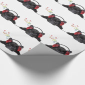 Schwarzer französischer Bulldog, der zu Seinen Pun Geschenkpapier (Ecke)