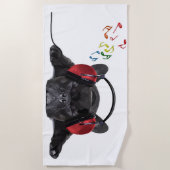 Schwarzer französischer Bulldog, der zu Seinen Pun Strandtuch (Vorderseite)