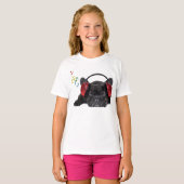 Schwarzer französischer Bulldog, der zu Seinen Pun T-Shirt (Vorne ganz)