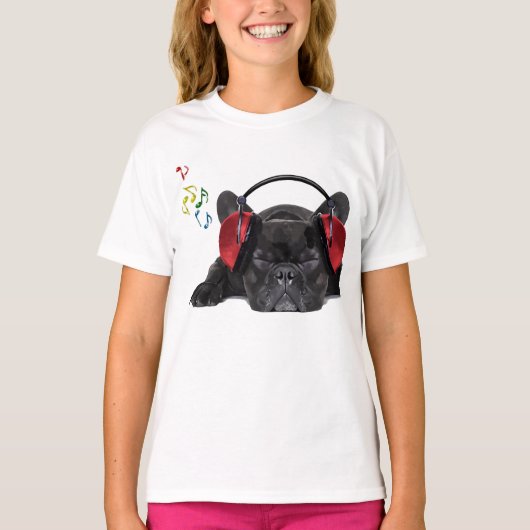 Schwarzer französischer Bulldog, der zu Seinen Pun T-Shirt (Vorderseite)