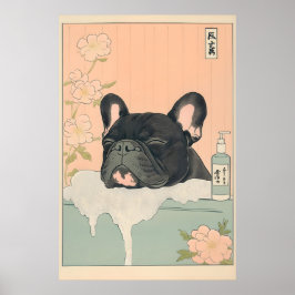 Schwarzer Französischer Bulldogge Badezimmer Druck Poster
