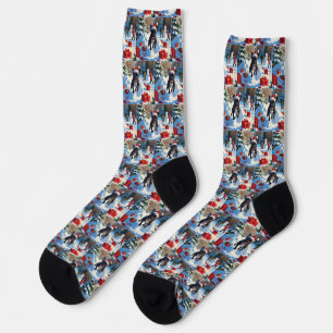 Schwarzer Französischer Bulldogge Weihnachten Fest Socken
