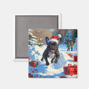 Schwarzer Französischer Bulldogge Weihnachtsfest S Magnet