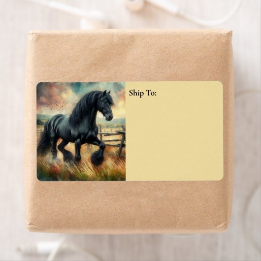 Schwarzer Fresischer Pferdeweiden Rustikaler Zaun (Insitu)