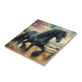 Schwarzer Fresischer Pferdeweiden Rustikaler Zaun Fliese (Seite)