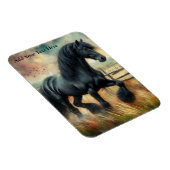 Schwarzer Fresischer Pferdeweiden Rustikaler Zaun Magnet (Rechte Seite)