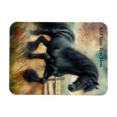 Schwarzer Fresischer Pferdeweiden Rustikaler Zaun Magnet (Horizontal)