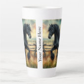 Schwarzer Fresischer Pferdeweiden Rustikaler Zaun Milchtasse (Vorderseite)