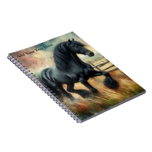 Schwarzer Fresischer Pferdeweiden Rustikaler Zaun Notizblock (Rechte Seite)