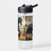 Schwarzer Fresischer Pferdeweiden Rustikaler Zaun Trinkflasche (Links)