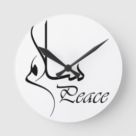 Schwarzer Frieden mit arabischer Kalligrafie "Sala Runde Wanduhr