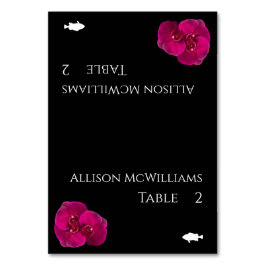 Schwarzer Fuchsien und Weißfisch-Modern-Symbol Tischnummer