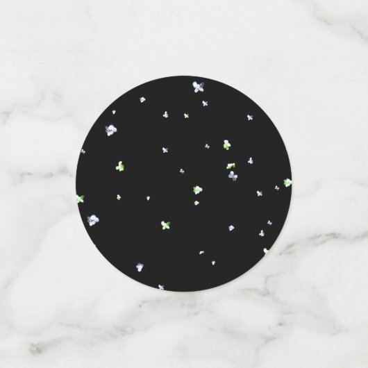 Schwarzer Funkel Konfetti (Klein Vorderseite)