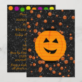 Schwarzer Funkelnd Glitzer und Pumpkin Lantern Einladung (Vorne/Hinten)