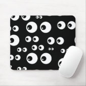 Schwarzer Funny Cartoon Nahtlose Augen sehen Mousepad (Mit Mouse)