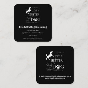 Schwarzer Funny Zitat Dog Grooming Quadratische Visitenkarte