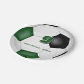Schwarzer Fußball Kindergeburtstag Party Pappteller (Schrägansicht)