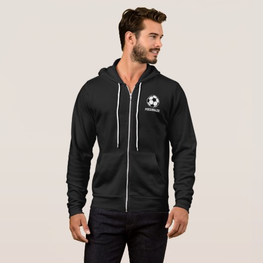 Schwarzer Fußball-Logo Reißverschluss Kapuze für M Hoodie (Vorne ganz)