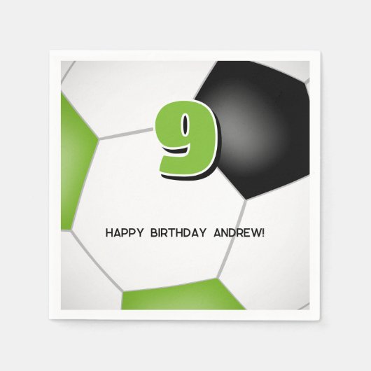 Schwarzer Fußballball Kindergeburtstag Party Serviette (Vorderseite)