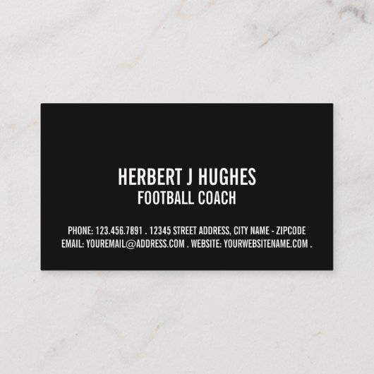 Schwarzer Fußballhelm, Fußballspieler, Fußballtrai Visitenkarte (Rückseite)