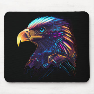 Schwarzer Futuristischer Neonadler Mousepad