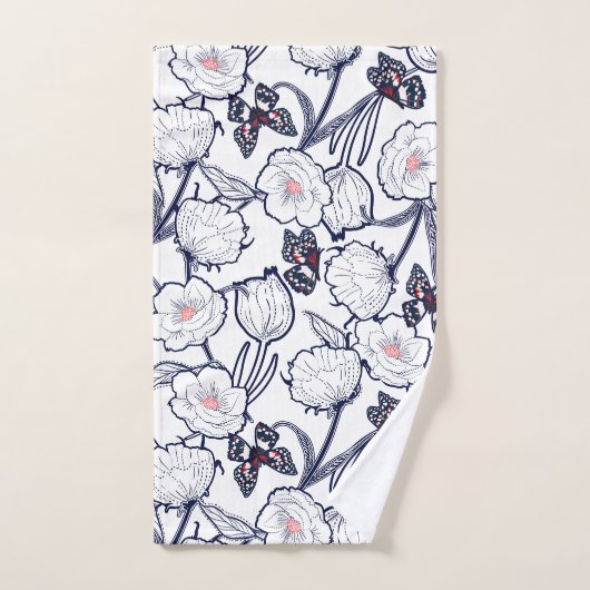 Schwarzer Garten mit Blumen Badhandtuch Set (Handtuch)