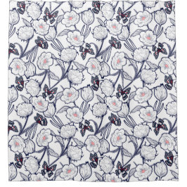 Schwarzer Garten mit Blumen Duschvorhang