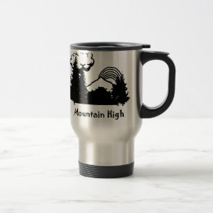 Schwarzer Gebirgshohe Logo-Silber-Reise-Tasse Reisebecher