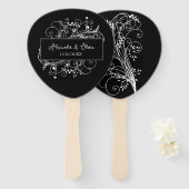 Schwarzer Geblüht Gastgeschenk Hochzeit Handfan Fächer (Vorne und Hinten)