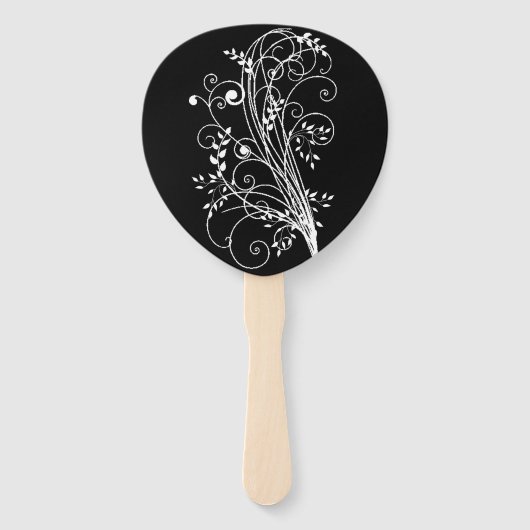 Schwarzer Geblüht Gastgeschenk Hochzeit Handfan Fächer (Rückseite)