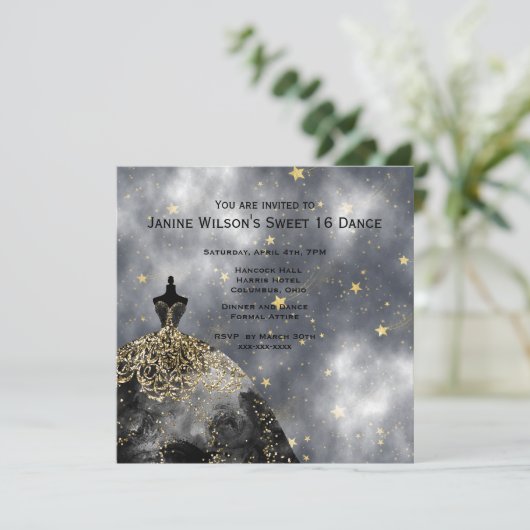 Schwarzer Geburtstag des Einladung (Stehend Vorderseite)