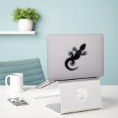 Schwarzer Gecko Aufkleber (Laptop auf Schreibtisch)
