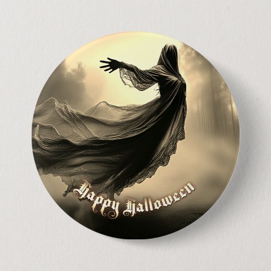 Schwarzer Geist in Höllscape - Halloween Button (Vorderseite)