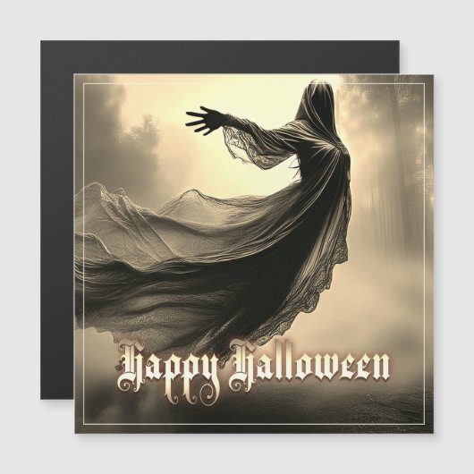 Schwarzer Geist in Höllscape - Halloween Magnetkarte (Vorne/Hinten)