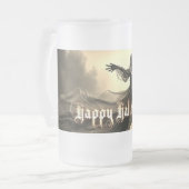 Schwarzer Geist in Höllscape - Halloween Mattglas Bierglas (Vorderseite Links)