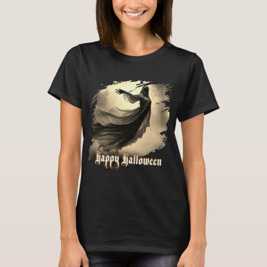 Schwarzer Geist in Höllscape - Halloween T-Shirt (Vorderseite)
