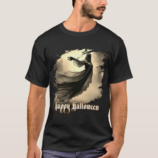 Schwarzer Geist in Höllscape - Halloween T-Shirt (Vorderseite)