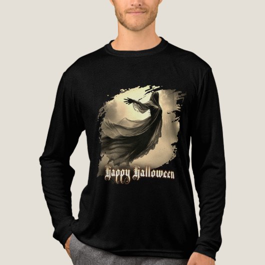 Schwarzer Geist in Höllscape - Halloween Tri-Blend Shirt (Vorderseite)
