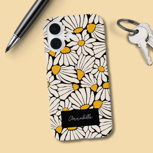 Schwarzer gelber floraler Matisse-Blockdruck iPhone 16 Hülle