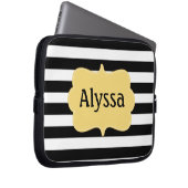 Schwarzer gelber Streifen-personalisierte Laptopschutzhülle (Vorne Rechts)