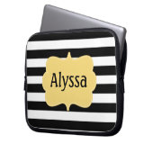 Schwarzer gelber Streifen-personalisierte Laptopschutzhülle (Vorderseite Links)