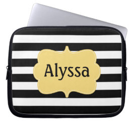 Schwarzer gelber Streifen-personalisierte Laptopschutzhülle